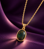 Natural Black Opal Bezel Pendant in 14K Yellow Gold - AME Jewellery