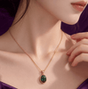 Pendentif lunette en or jaune 14K avec opale noire - AME Jewellery