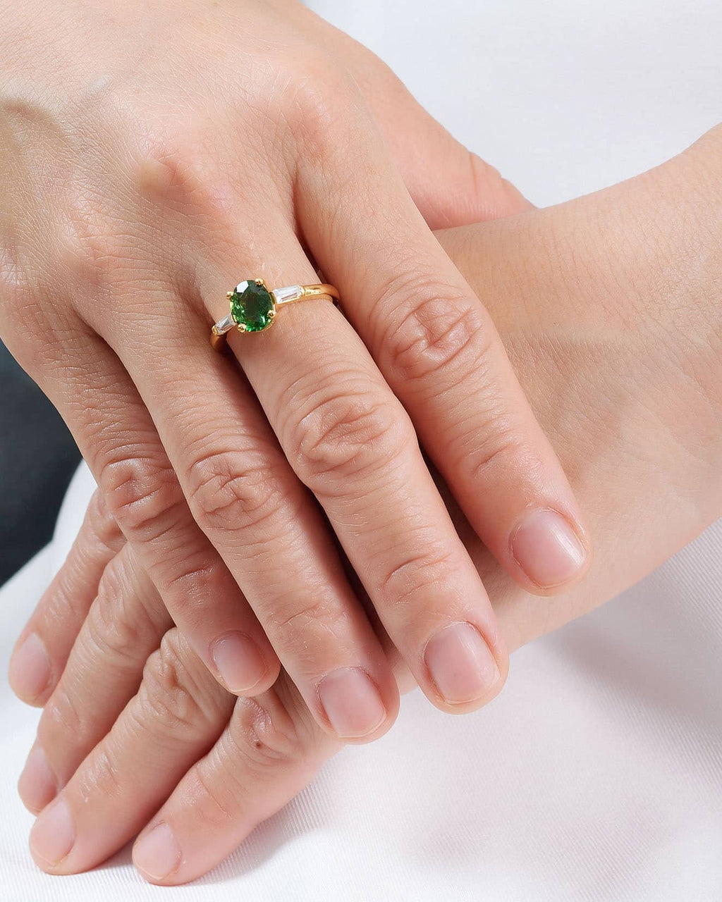 Nhẫn nữ Vàng Đá quý tự nhiên Oval Green Tourmaline Ring in 14K Yellow Gold by AME Jewellery