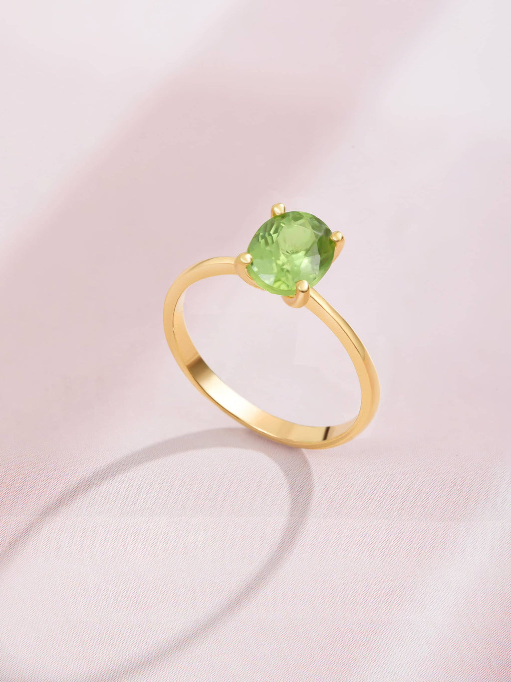 Nhẫn nữ Vàng Đá quý thiên nhiên Oval Peridot Solitaire Ring in 14K Yellow Gold by AME Jewellery