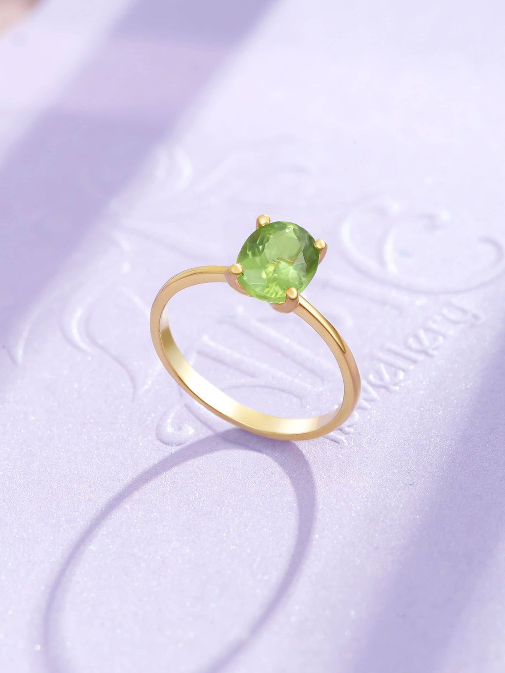 Nhẫn nữ Vàng Đá quý thiên nhiên Oval Peridot Solitaire Ring in 14K Yellow Gold by AME Jewellery