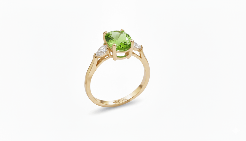 Nhẫn nữ Vàng Đá quý tự nhiên Oval Peridot Ring in 14K Yellow Gold by AME Jewellery