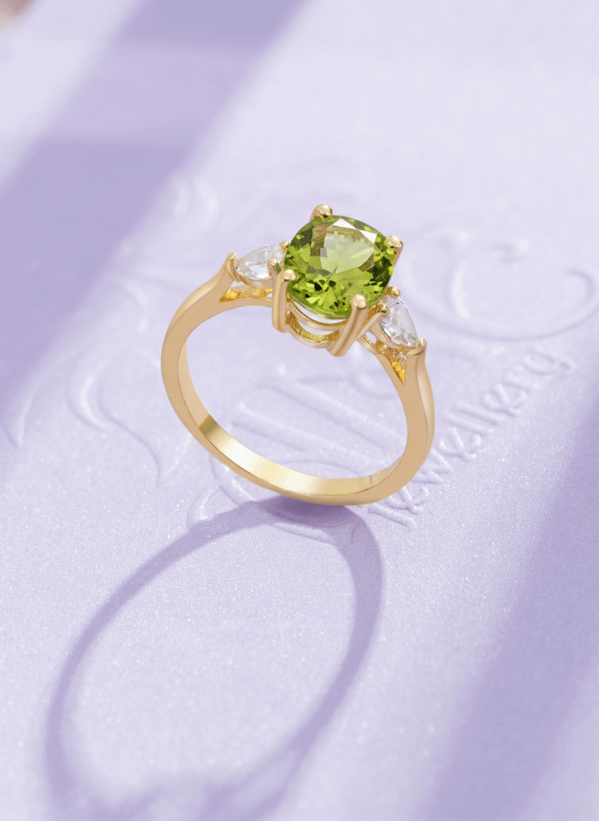 Nhẫn nữ Vàng Đá quý tự nhiên Oval Peridot Ring in 14K Yellow Gold by AME Jewellery