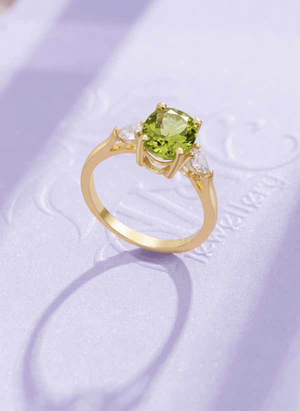 Nhẫn nữ Vàng Đá quý tự nhiên Oval Peridot Ring in 14K Yellow Gold by AME Jewellery