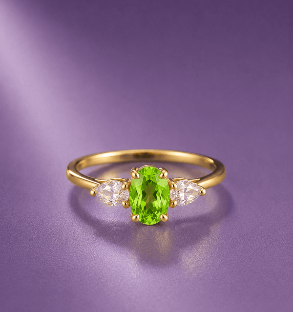 Nhẫn Vàng 14K Đá quý tự nhiên Peridot oval - AME Jewellery