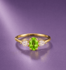 Nhẫn Vàng 14K Đá quý tự nhiên Peridot oval - AME Jewellery