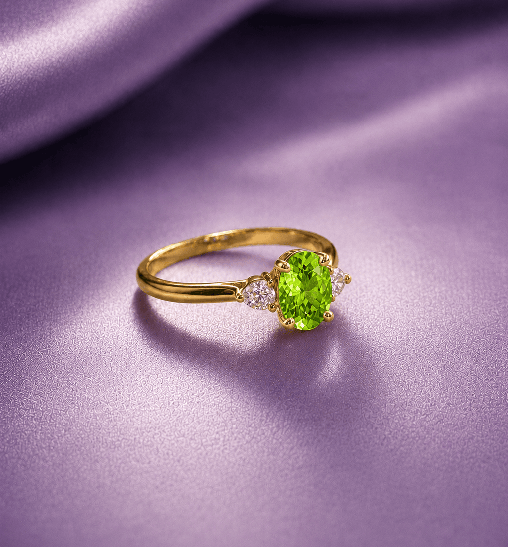 Bague en péridot taille ovale de en or jaune 14K - AME Jewellery