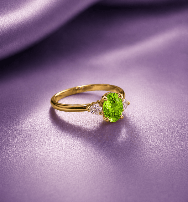 Bague en péridot taille ovale de en or jaune 14K - AME Jewellery