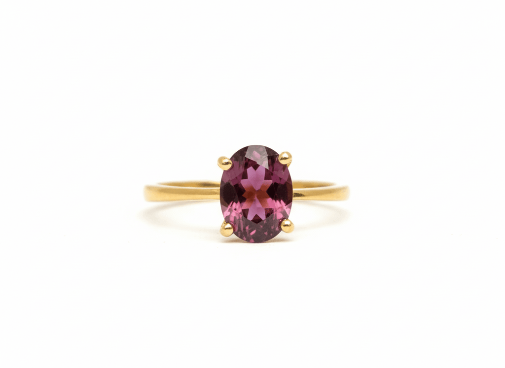 Nhẫn Vàng Đá quý tự nhiên Oval Pink-Brown Tourmaline Ring 14K Yellow Gold by AME Jewellery