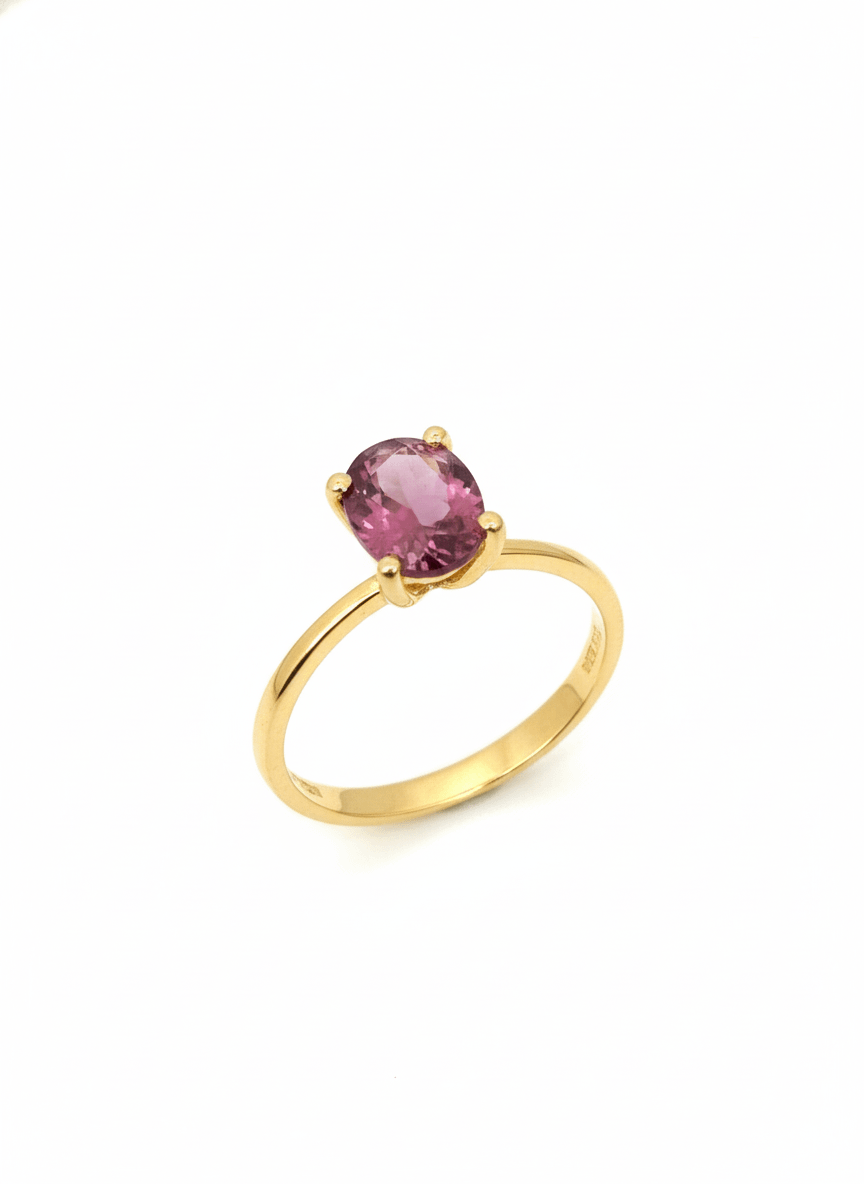 Nhẫn Vàng Đá quý tự nhiên Oval Pink-Brown Tourmaline Ring 14K Yellow Gold by AME Jewellery