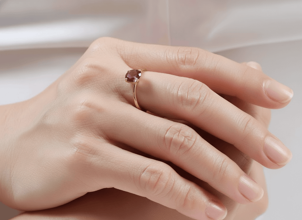 Nhẫn Vàng Đá quý tự nhiên Oval Pink-Brown Tourmaline Ring 14K Yellow Gold by AME Jewellery