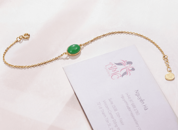 Lắc tay Vàng Đá quý thiên nhiên Cẩm Thạch Miến Điện | Burmese Jadeite Jade Bracelet in 14K Yellow Gold by AME Jewellery