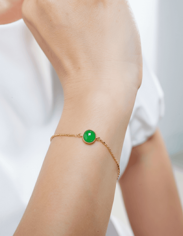 Lắc tay Vàng Đá quý thiên nhiên Cẩm Thạch Miến Điện | Burmese Jadeite Jade Bracelet in 14K Yellow Gold by AME Jewellery