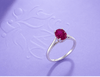 Natural Oval-cut Purplish-Red Ruby Ring in 10K White Gold by AME Jewellery.