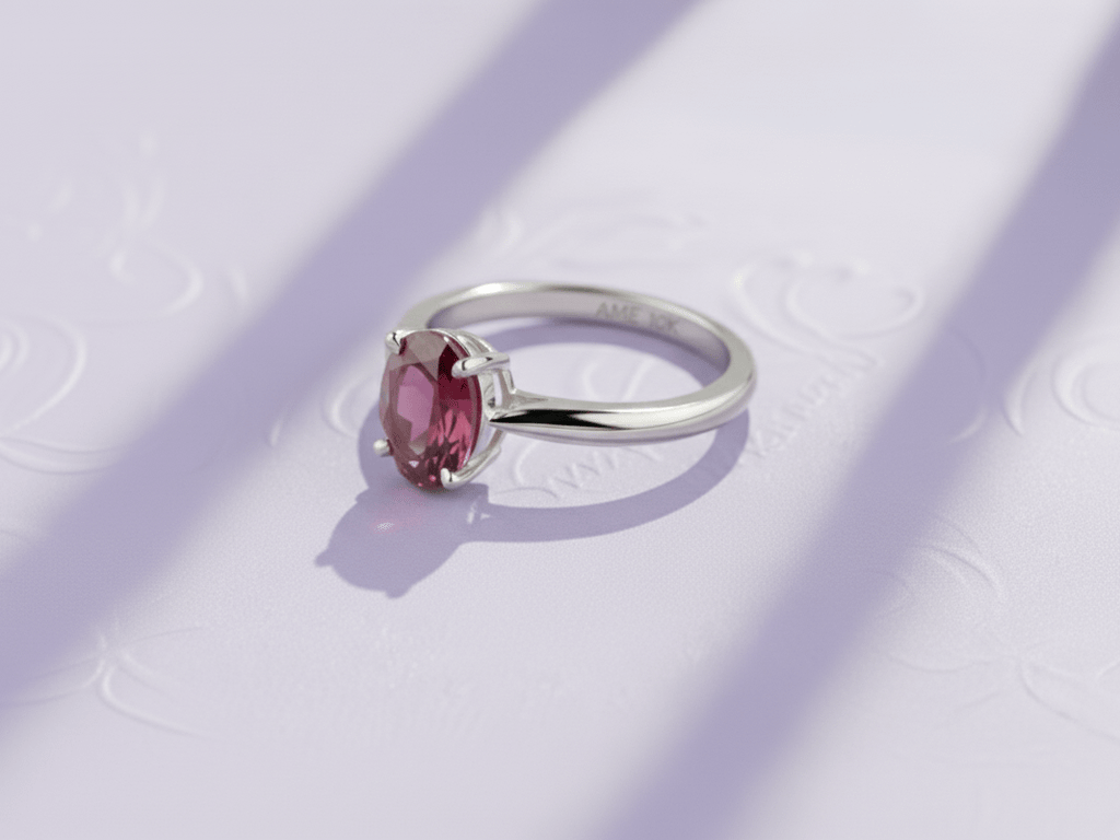 Nhẫn Vàng trắng Đá quý tự nhiên Oval Ruby Ring in 10K White Gold by AME Jewellery