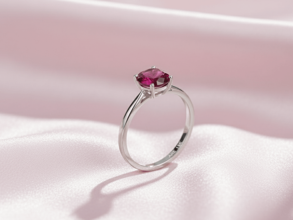 Nhẫn Vàng trắng Đá quý tự nhiên Oval Ruby Ring in 10K White Gold by AME Jewellery