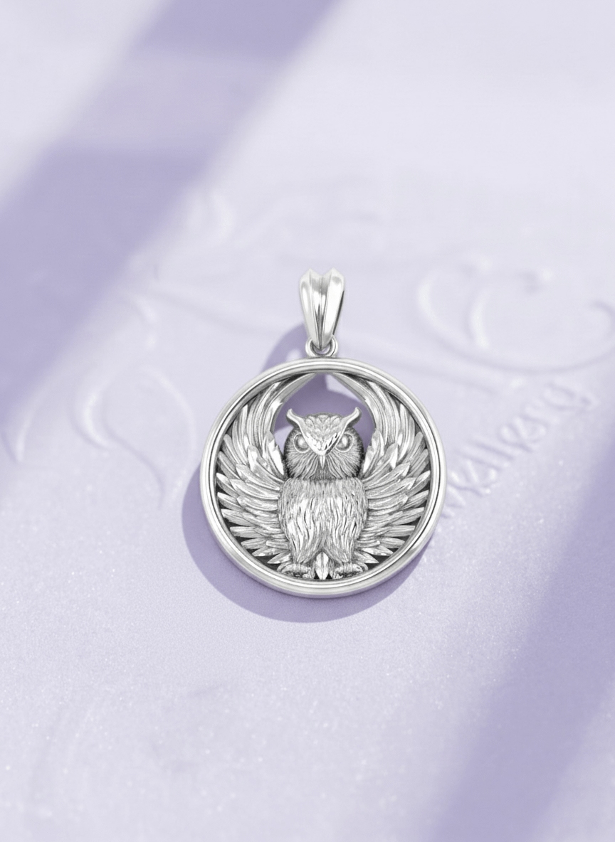 Mặt dây chuyền bạc Chim Cú Mèo Owl Pendant Necklace in Sterling Silver by AME Jewellery