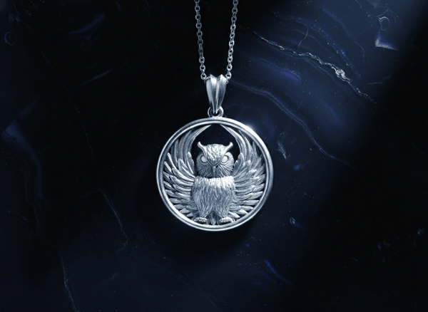 Mặt dây chuyền bạc Chim Cú Mèo Owl Pendant Necklace in Sterling Silver by AME Jewellery