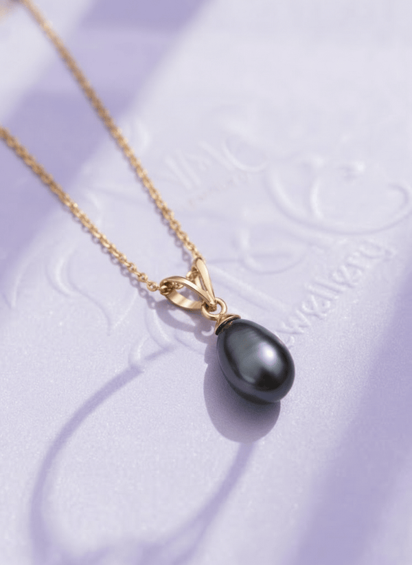 Mặt dây chuyền Vàng 14K Ngọc trai Aubergine Pear Freshwater Pearl Gold Pendant Necklace by AME Jewellery