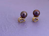 Bông tai Kẹp Ngọc trai Aubergine Freshwater Cultured Pearl Clip-onEarrings in 14K Yellow Gold by AME Jewellery