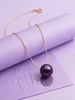 Collier chaîne or jaune 14K perle de culture d'eau douce aubergine - AME Jewellery