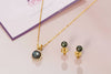 Trang sức Vàng 14K Ngọc trai Peacock Green Freshwater Pearl Jewelry Set in 14K Yellow Gold by AME Jewellery