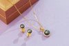 Green Peacock Freshwater Pearl Two-Piece Jewelry Set 14K Yellow Gold | AME Jewellery