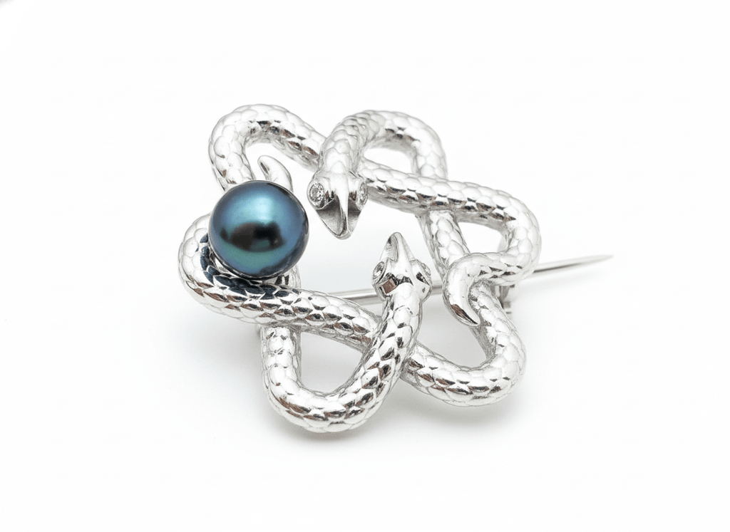 Cài Áo Rắn Ngọc trai Peacock Pearl Snake Brooch - Le Motif du Serpent by AME Jewellery