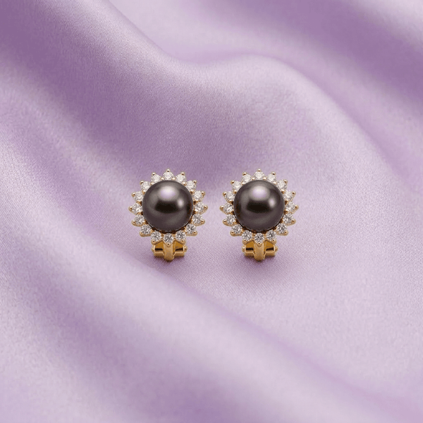 Drawing inspiration from the vibrant beauty of the sunflower, AME Jewellery presents our exquisite Aubergine Freshwater Cultured Pearl Sunflower Earrings in 14-karat Yellow Gold by AME Jewellery.