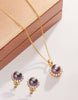 Trang sức Vàng 14K Ngọc trai Aubergine Freshwater Pearl Sunflower Jewelry Set 14K Yellow Gold by AME Jewellery