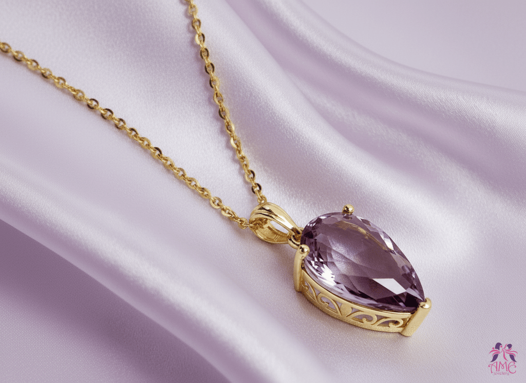 Mặt dây chuyền Vàng Đá quý tự nhiên Pear Ametrine Pendant Necklace in 14K Yellow Gold by AME Jewellery