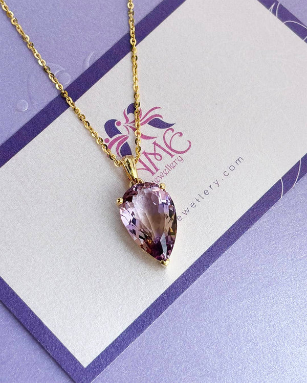 Mặt dây chuyền Vàng Đá quý tự nhiên Pear Ametrine Pendant Necklace in 14K Yellow Gold by AME Jewellery