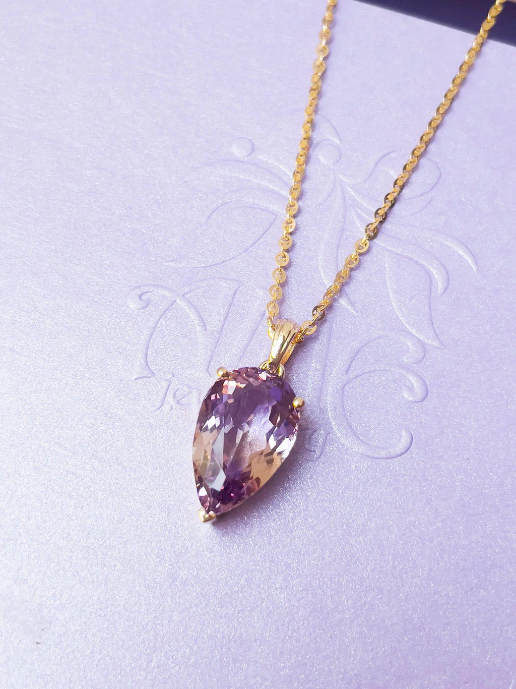 Mặt dây chuyền Vàng Đá quý tự nhiên Pear Ametrine Pendant Necklace in 14K Yellow Gold by AME Jewellery