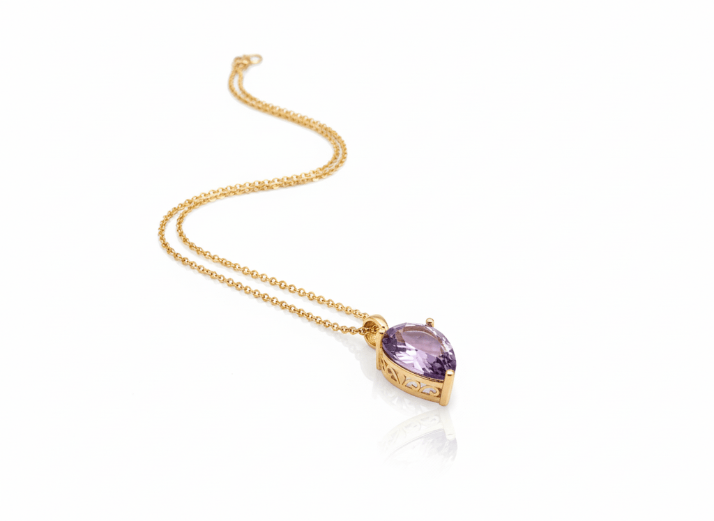 Mặt dây chuyền Vàng Đá quý tự nhiên Pear Ametrine Pendant Necklace in 14K Yellow Gold by AME Jewellery