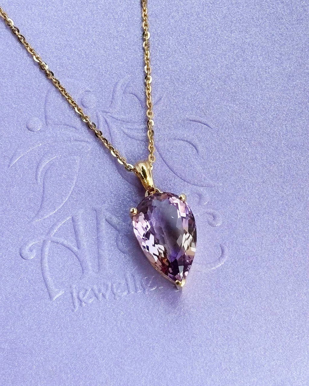 Mặt dây chuyền Vàng Đá quý tự nhiên Pear Ametrine Pendant Necklace in 14K Yellow Gold by AME Jewellery