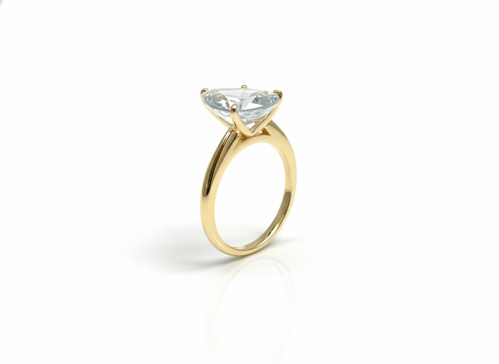 Nhẫn nữ Vàng Đá quý tự nhiên Pear Aquamarine Ring in 14K Yellow Gold by AME Jewellery