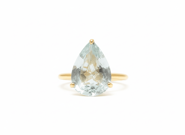 Nhẫn nữ Vàng Đá quý tự nhiên Pear Aquamarine Ring in 14K Yellow Gold by AME Jewellery