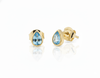 Bông tai Đá quý thiên nhiên Pear-cut Blue Topaz Bezel Earrings in 14K Yellow Gold | AME Jewellery