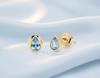 Bông tai Đá quý thiên nhiên Pear-cut Blue Topaz Bezel Earrings in 14K Yellow Gold | AME Jewellery