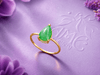 Natural Pear-shaped Burmese Jadeite Ring in 14K Yellow Gold - AME Jewellery