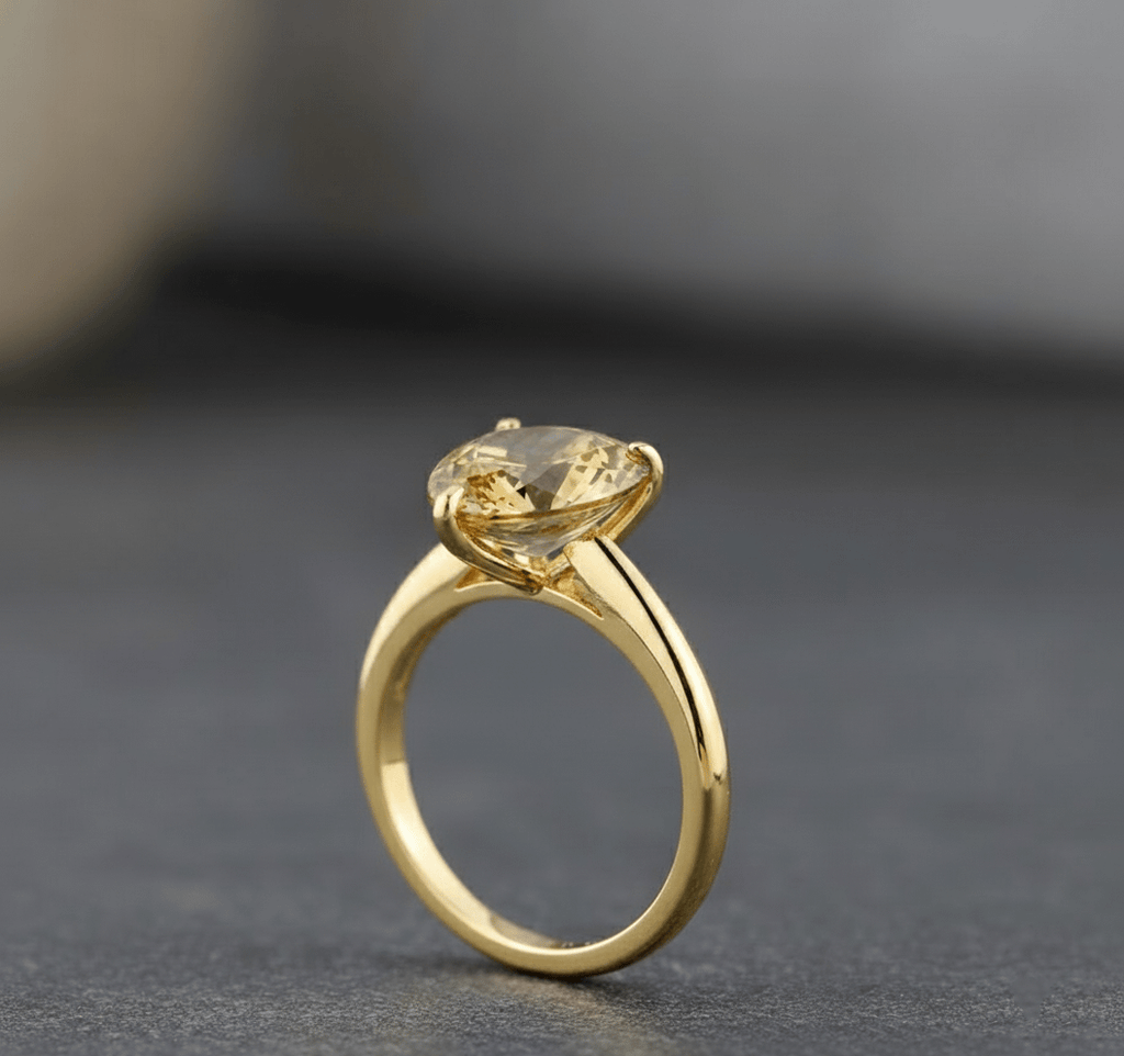 Nhẫn Vàng đá quý tự nhiên Pear-cut Citrine Ring in 14K Yellow Gold by AME Jewellery