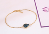 Lắc vàng đá quý tự nhiên Natural Pear-cut London Blue Topaz Bracelet in 14K Yellow Gold by AME Jewellery
