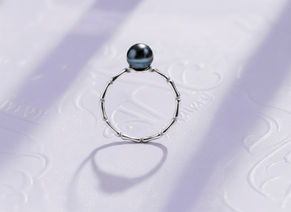 Nhẫn Ngọc trai Peacock Freshwater Cultured Pearl Bamboo Ring in Sterling Silver by AME Jewellery