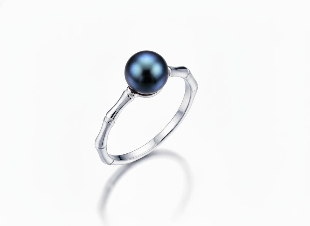 Nhẫn Ngọc trai Peacock Freshwater Cultured Pearl Bamboo Ring in Sterling Silver by AME Jewellery