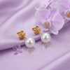 White Freshwater Cultured Pearl Earrings in 14K Yellow Gold by AME Jewellery.
