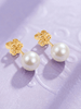 White Freshwater Cultured Pearl Earrings in 14K Yellow Gold by AME Jewellery.