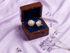 Bông tai Vàng Ngọc Trai trắng White Freshwater Cultured Pearl Halo Nest Earrings 14K Yellow Gold by AME Jewellery