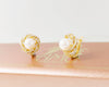 Bông tai Vàng Ngọc Trai trắng White Freshwater Cultured Pearl Halo Nest Earrings 14K Yellow Gold by AME Jewellery