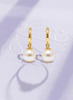 Bông tai Vàng Ngọc trai trắng White Freshwater Pearl Horseshoe Hoop Earrings in 14K Yellow Gold by AME Jewellery