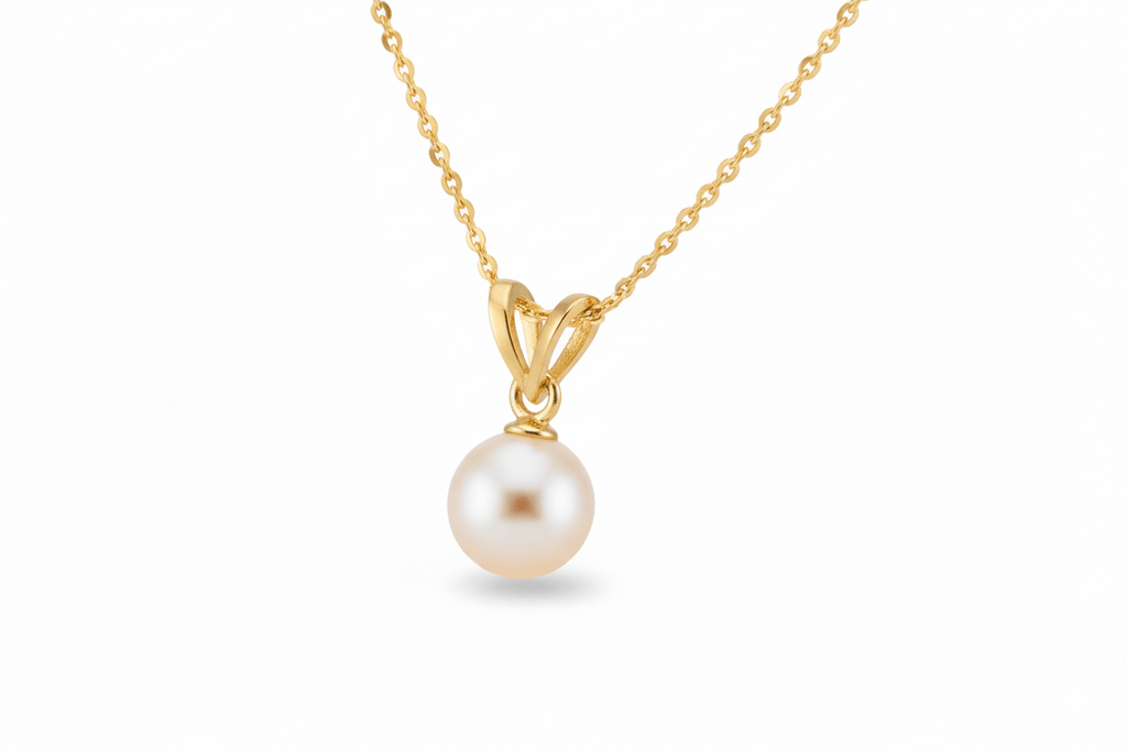 Mặt dây chuyền Vàng 14K Ngọc trai trắng White Freshwater Pearl  Gold Pendant Necklace by AME Jewellery
